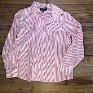 Jones New York Pink and White Striped button down Stretch No Iron Dress Shirt